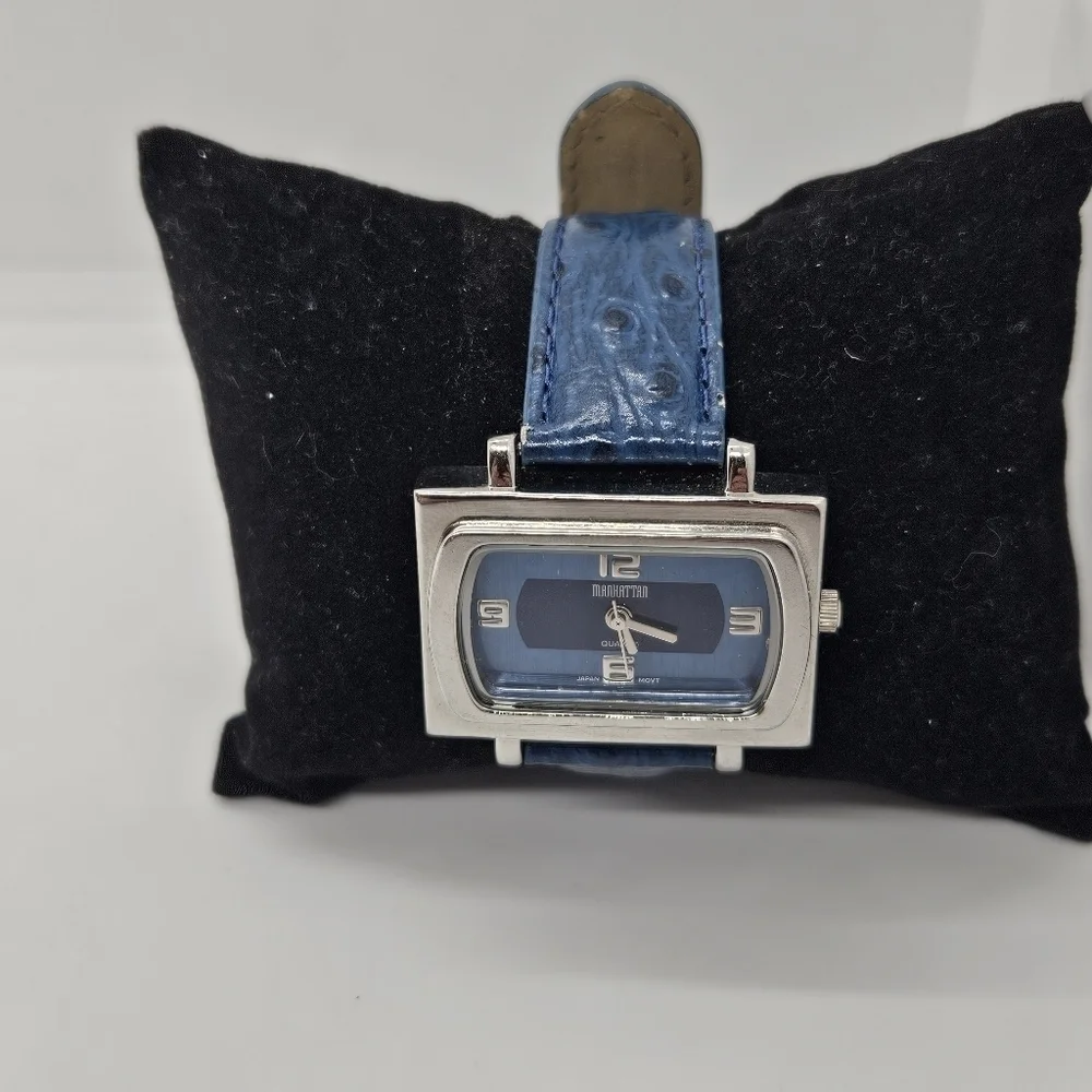 vintage Manhattan by Croton blue rectangular watch